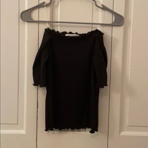 Caution to the wind off the shoulder top